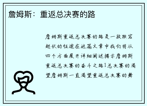 詹姆斯：重返总决赛的路